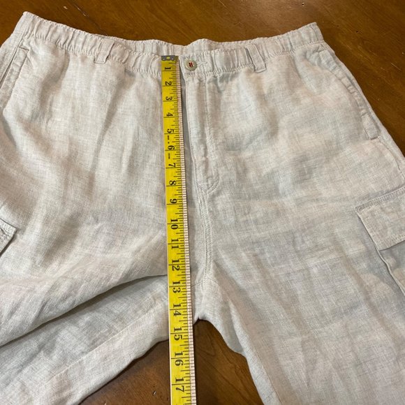 Tommy Bahama Men's Relax Cream Linen Cargo Elastic Waist Casual Pants Sz L - Picture 6 of 8